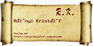 Rényi Kristóf névjegykártya